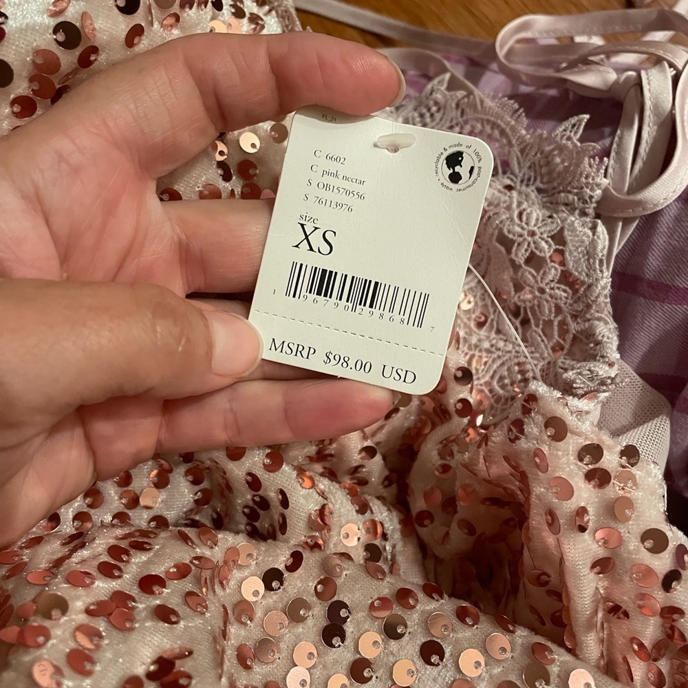 NWT Intimately By Free People That Girl Sequin Slip Dress In Pink Nectar size XS - Picture 6 of 6